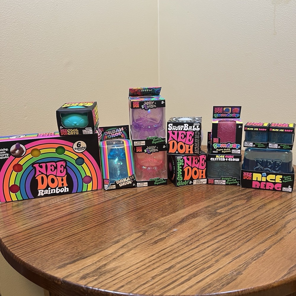 Schylling Needoh New Authentic Lot Of 12 Rainboh Snowball Jelly Squish Nice Berg